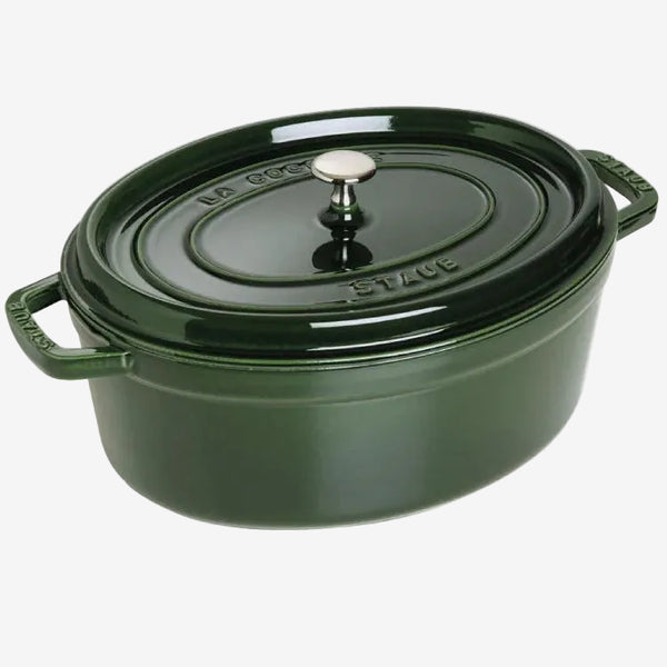 Tenxhere Staub 31 cm me kapak ovale jeshile erret