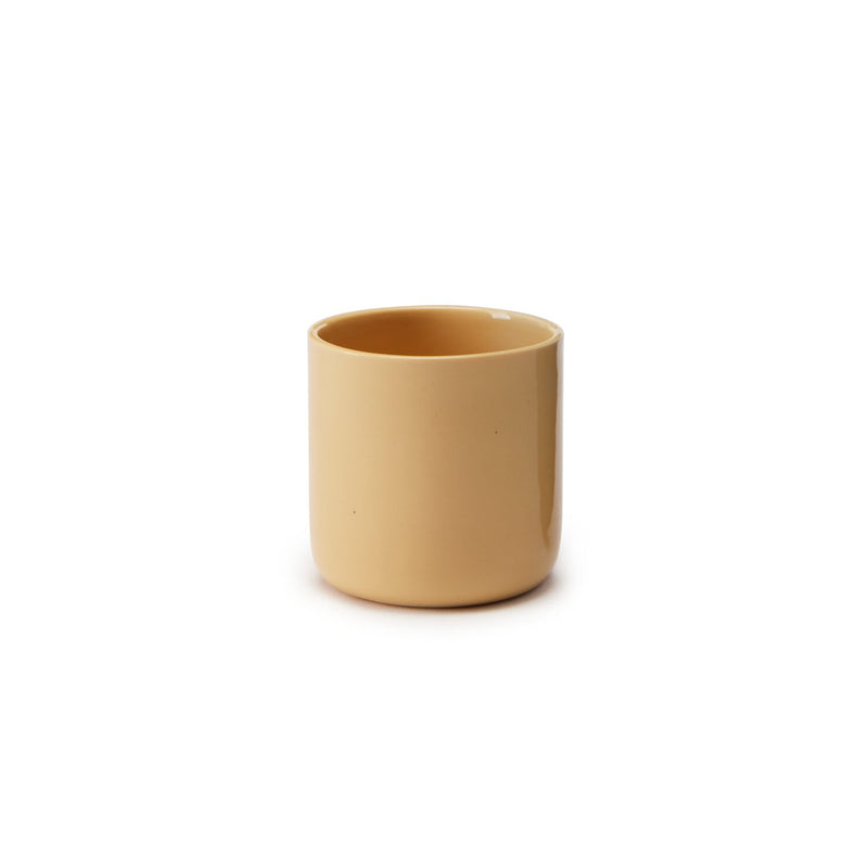 Cylindro L - Large glossy porcelain mug. Ocher color ⌀ 8 H 7.5 cm Paola C Srl