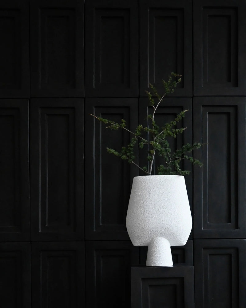 Sphere vase square big bubble white