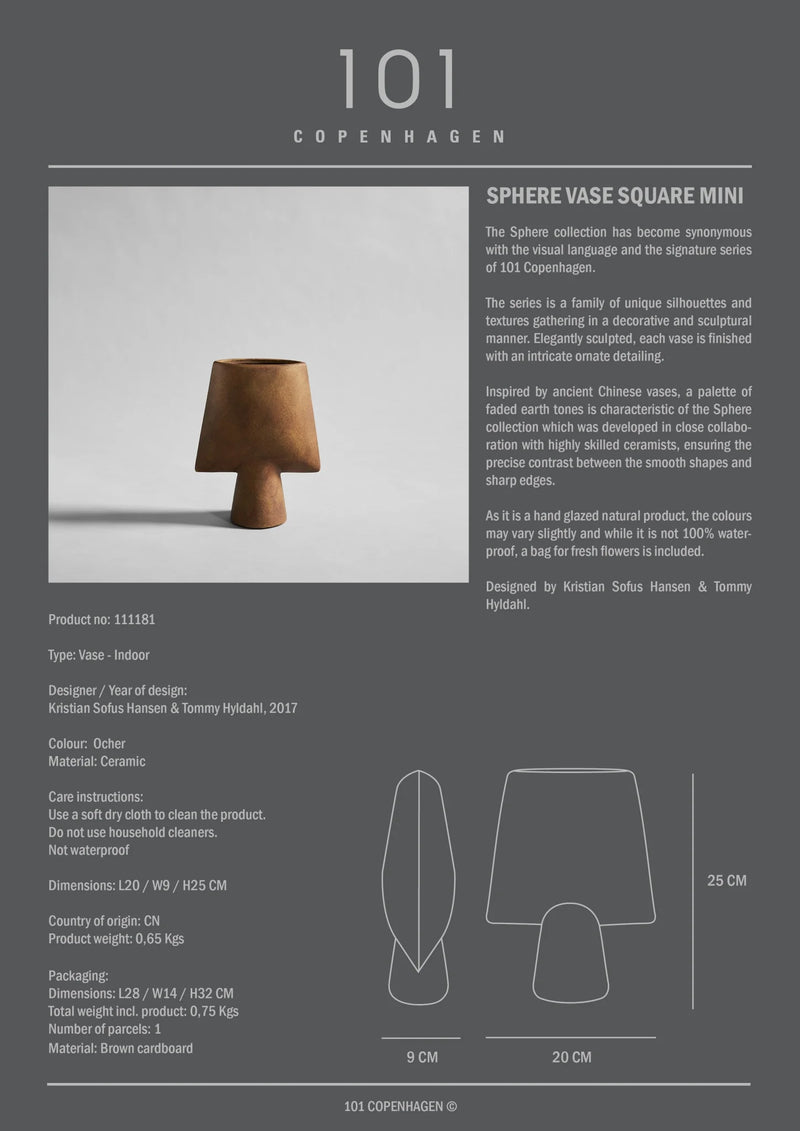 Sphere Vase Square Mini Ocher