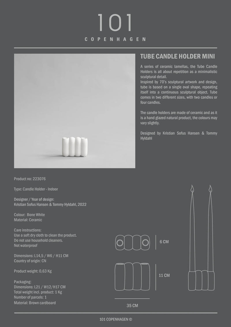 Tube Candle Holder Mini Bone White